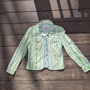 Y2K A.M.I Striped Lightweight Button Up Jacket